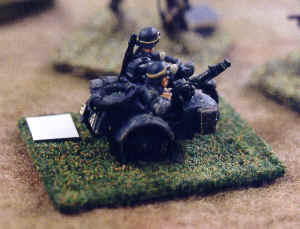 German motorcycle reconnaissance troops move forward.