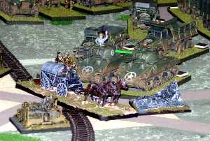 Another view of the traffic jam caused by a German supply column that wants to surrender.  Tim Gow