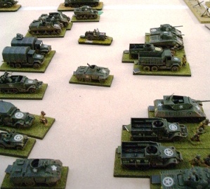 Massed US armoured forces advance.